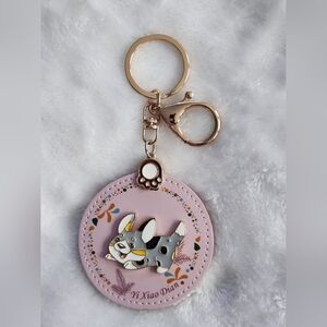Cute Corgi Keychain with Pink and Gold Accents Doggy Bag Charm